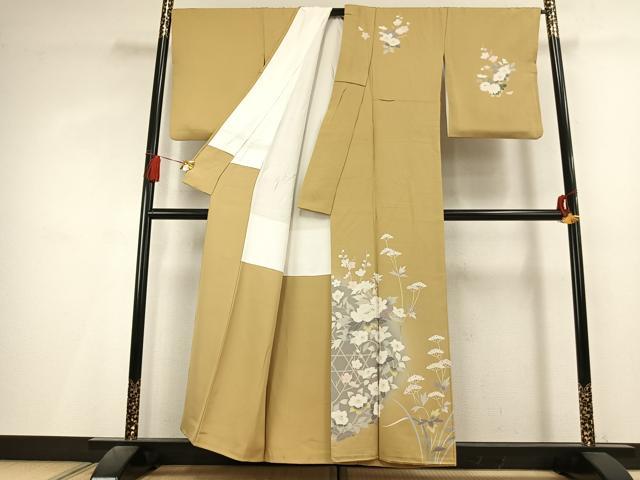 平和屋着物●訪問着　友禅　草花文　正絹　逸品　AABL3249fy