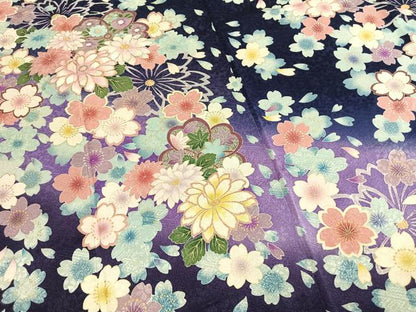 平和屋着物●豪華振袖　刺繍　舞桜文　暈し染め　金銀糸　金彩　正絹　逸品　AABL3252fy