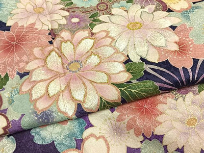 平和屋着物●豪華振袖　刺繍　舞桜文　暈し染め　金銀糸　金彩　正絹　逸品　AABL3252fy