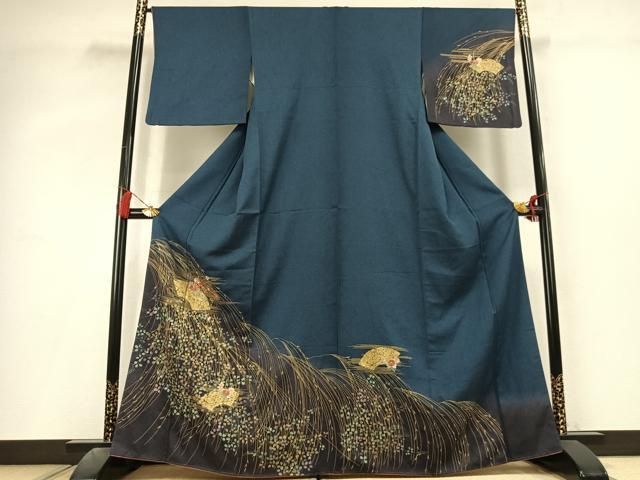 平和屋着物●訪問着　刺繍　地紙花文　暈し染め　金糸　金彩　三越扱い　正絹　逸品　AABL3254fy