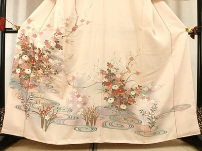 平和屋着物●訪問着　草花文　暈し染め　金彩　正絹　逸品　AABL3257fy