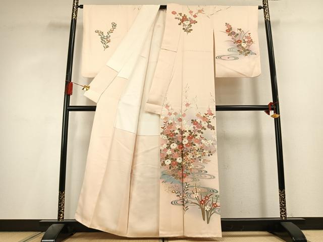 平和屋着物●訪問着　草花文　暈し染め　金彩　正絹　逸品　AABL3257fy