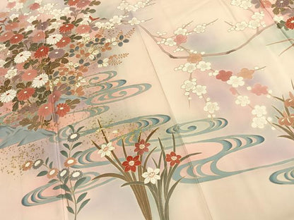 平和屋着物●訪問着　草花文　暈し染め　金彩　正絹　逸品　AABL3257fy