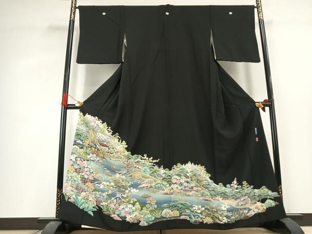 平和屋着物●本加賀友禅作家　多崎元人　黒留袖　池のほとり　正絹　逸品　AABL3258fy