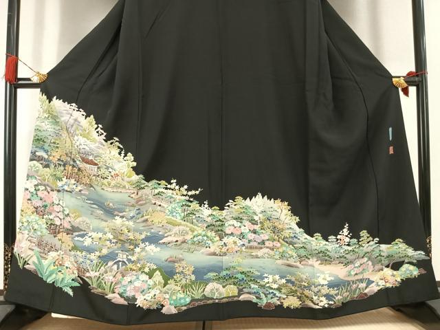 平和屋着物●本加賀友禅作家　多崎元人　黒留袖　池のほとり　正絹　逸品　AABL3258fy