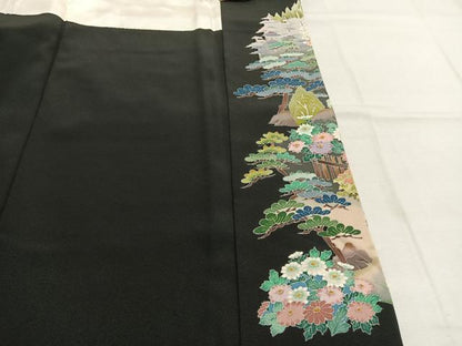 平和屋着物●本加賀友禅作家　多崎元人　黒留袖　池のほとり　正絹　逸品　AABL3258fy