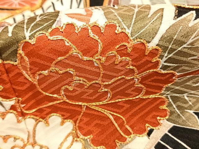 平和屋着物●豪華振袖　駒刺繍　御所車花鳥文　金彩　正絹　逸品　AABL3259fy