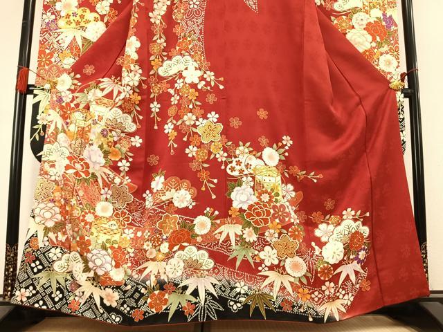 平和屋着物●豪華振袖　駒刺繍　貝桶花文　暈し染め　金彩　正絹　逸品　AABL3260fy