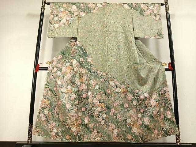 平和屋着物●訪問着　絞り　辻が花　暈し染め　金彩　正絹　逸品　AABL3262fy