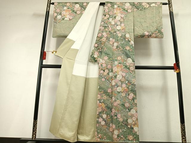 平和屋着物●訪問着　絞り　辻が花　暈し染め　金彩　正絹　逸品　AABL3262fy