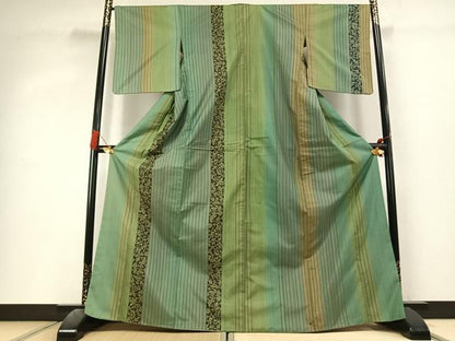 平和屋着物●本場染大島紬　花蝶間道　正絹　逸品　AABL3263fy