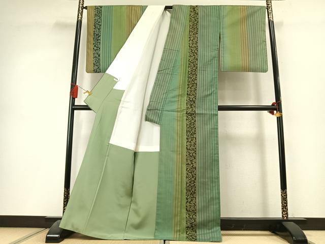 平和屋着物●本場染大島紬　花蝶間道　正絹　逸品　AABL3263fy