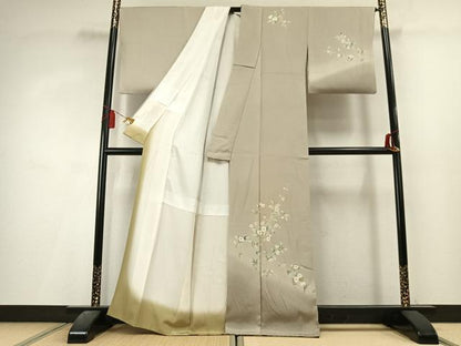 平和屋着物●訪問着　友禅　枝花文　暈し染め　正絹　逸品　AABL3269fy