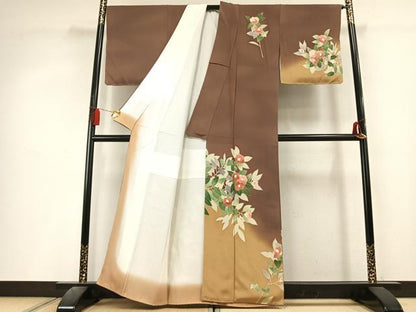 平和屋着物●訪問着　枝花文　暈し染め　正絹　逸品　AABL3270fy