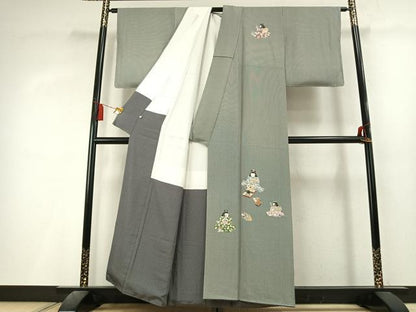 平和屋着物●寺山存男　訪問着　人物文　正絹　逸品　未使用　AABL3271fy