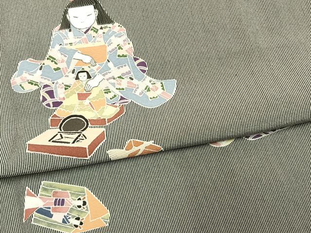 平和屋着物●寺山存男　訪問着　人物文　正絹　逸品　未使用　AABL3271fy