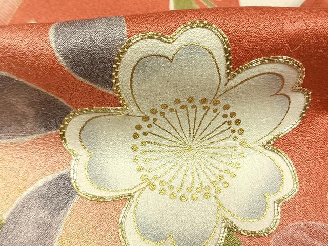 平和屋着物●豪華振袖　駒刺繍　折鶴　草花文　暈し染め　金彩　正絹　逸品　AABL3272fy