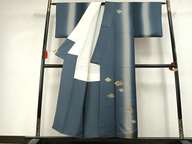 平和屋着物●訪問着　駒刺繍　菱花文　暈し染め　金銀彩　正絹　逸品　AABL3273fy
