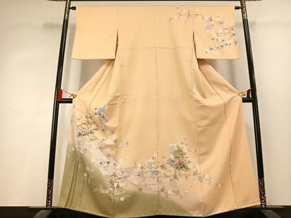 平和屋着物●訪問着　駒刺繍　熨斗花文　暈し染め　金彩　正絹　逸品　AABL3275fy