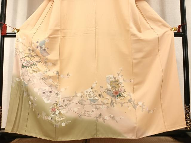 平和屋着物●訪問着　駒刺繍　熨斗花文　暈し染め　金彩　正絹　逸品　AABL3275fy
