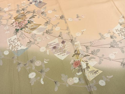 平和屋着物●訪問着　駒刺繍　熨斗花文　暈し染め　金彩　正絹　逸品　AABL3275fy