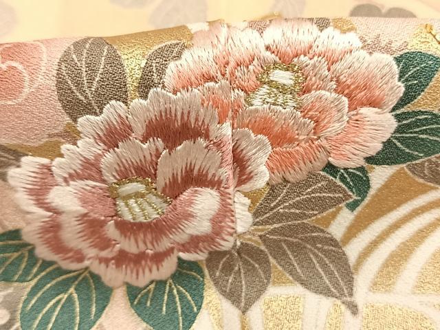 平和屋着物●訪問着　駒刺繍　熨斗花文　暈し染め　金彩　正絹　逸品　AABL3275fy