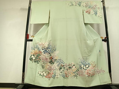 平和屋着物●本加賀友禅作家　北村比呂志　訪問着　草花文　正絹　逸品　AABL3277fy