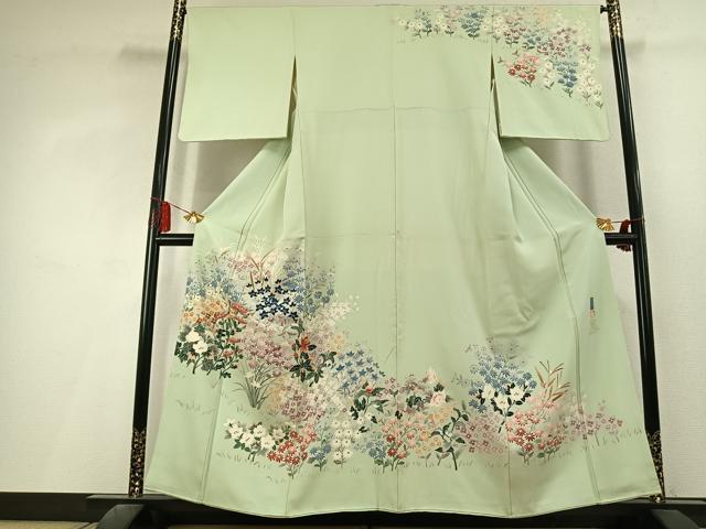 平和屋着物●本加賀友禅作家　北村比呂志　訪問着　草花文　正絹　逸品　AABL3277fy