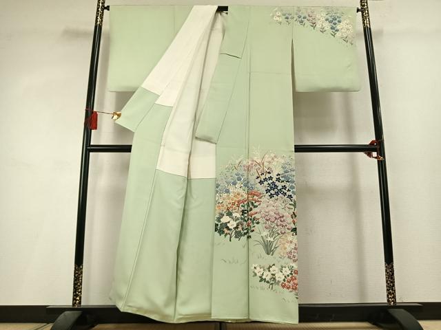 平和屋着物●本加賀友禅作家　北村比呂志　訪問着　草花文　正絹　逸品　AABL3277fy