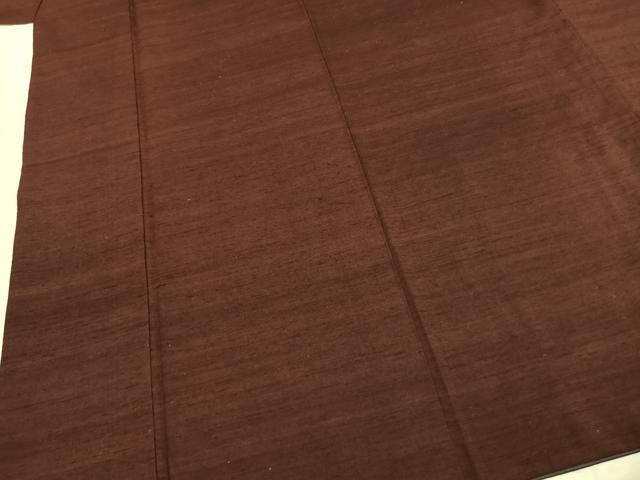 平和屋着物●上質な紬　色無地　海老茶色　正絹　逸品　AABL3278fy