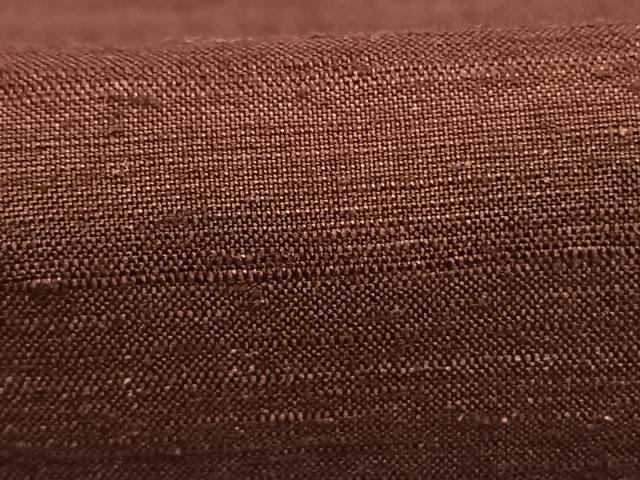 平和屋着物●上質な紬　色無地　海老茶色　正絹　逸品　AABL3278fy