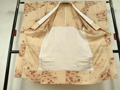 平和屋着物●長襦袢　無双仕立て　舞桜文　鈴乃屋扱い　正絹　逸品　AABL3284fy