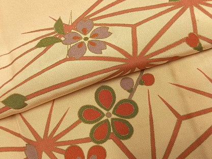 平和屋着物●長襦袢　無双仕立て　舞桜文　鈴乃屋扱い　正絹　逸品　AABL3284fy