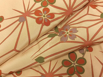 平和屋着物●長襦袢　無双仕立て　舞桜文　鈴乃屋扱い　正絹　逸品　AABL3284fy