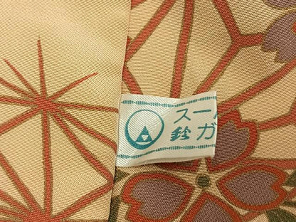 平和屋着物●長襦袢　無双仕立て　舞桜文　鈴乃屋扱い　正絹　逸品　AABL3284fy