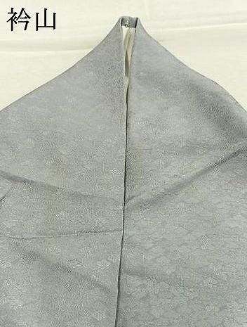 平和屋着物●上質な色無地　花尽くし地紋　暁鼠色　正絹　逸品　AABL3287fy