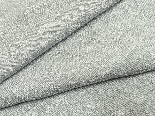 平和屋着物●上質な色無地　花尽くし地紋　暁鼠色　正絹　逸品　AABL3287fy