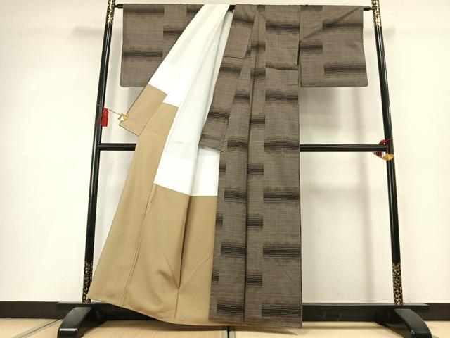 平和屋着物●本場大島紬　9マルキ　横段文　正絹　逸品　AABL3288fy