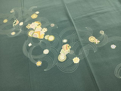 平和屋着物●訪問着　吉祥花文　金彩　正絹　逸品　AABL3291fy