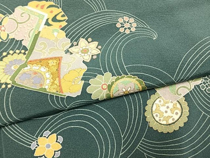 平和屋着物●訪問着　吉祥花文　金彩　正絹　逸品　AABL3291fy