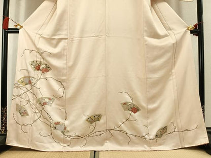 平和屋着物●訪問着　駒刺繍　地紙花文　金彩　正絹　逸品　未使用　AABL3293fy
