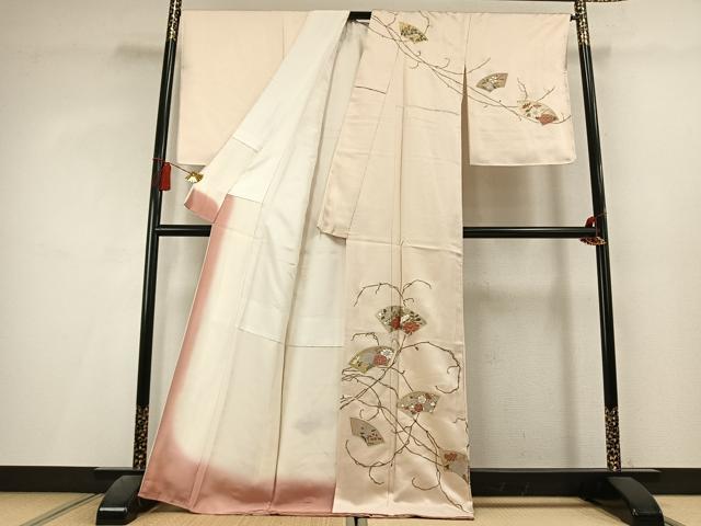 平和屋着物●訪問着　駒刺繍　地紙花文　金彩　正絹　逸品　未使用　AABL3293fy