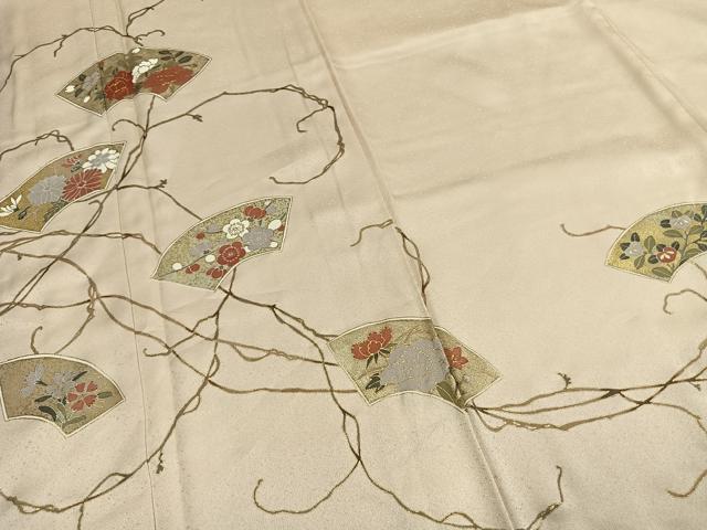平和屋着物●訪問着　駒刺繍　地紙花文　金彩　正絹　逸品　未使用　AABL3293fy