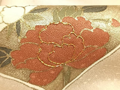 平和屋着物●訪問着　駒刺繍　地紙花文　金彩　正絹　逸品　未使用　AABL3293fy
