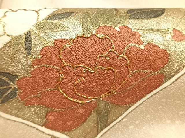 平和屋着物●訪問着　駒刺繍　地紙花文　金彩　正絹　逸品　未使用　AABL3293fy