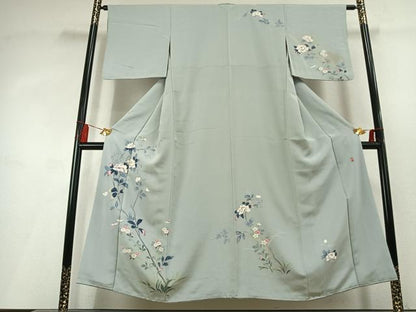 平和屋着物●訪問着　友禅　作家物　枝花文　暈し染め　銀彩　伊勢丹扱い　正絹　逸品　AABL3297fy