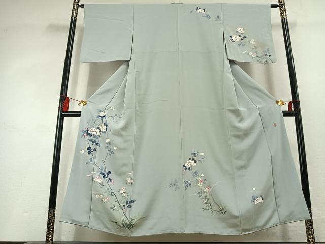 平和屋着物●訪問着　友禅　作家物　枝花文　暈し染め　銀彩　伊勢丹扱い　正絹　逸品　AABL3297fy