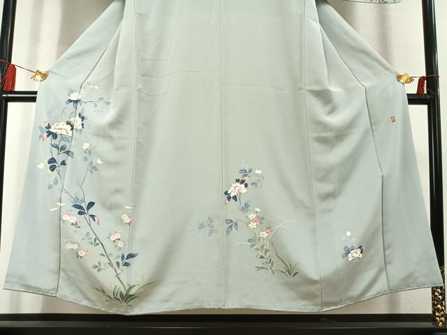 平和屋着物●訪問着　友禅　作家物　枝花文　暈し染め　銀彩　伊勢丹扱い　正絹　逸品　AABL3297fy