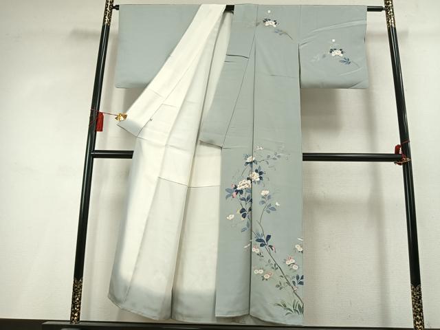 平和屋着物●訪問着　友禅　作家物　枝花文　暈し染め　銀彩　伊勢丹扱い　正絹　逸品　AABL3297fy