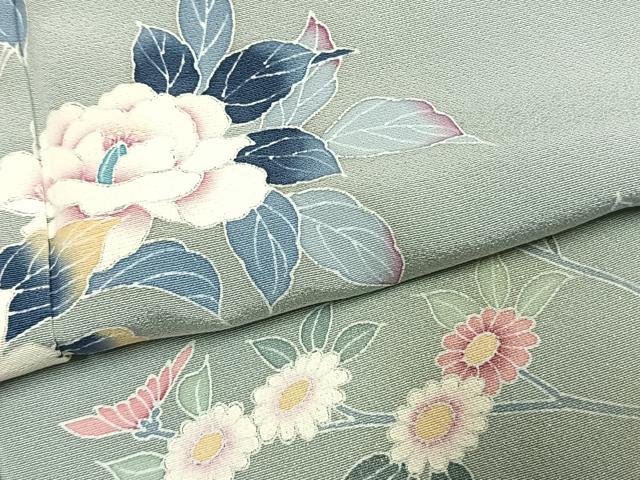 平和屋着物●訪問着　友禅　作家物　枝花文　暈し染め　銀彩　伊勢丹扱い　正絹　逸品　AABL3297fy